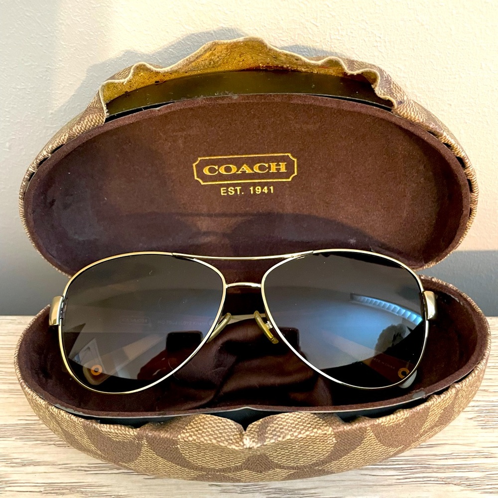 Women's coach aviators, brown